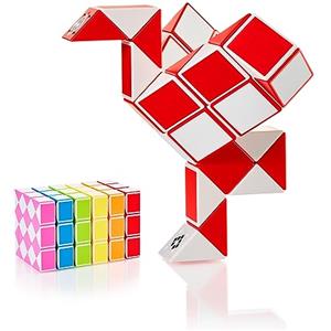 CUBIDI® Mini Serpenti Magici Puzzle - Gadget Regalo di Compleanno bambini, Regalini Festa Bambini - Serpente Giocattolo, Gioco Rompicapo Bambini e Adulti, Magic Snake - 36 Blocchi (Rosso)