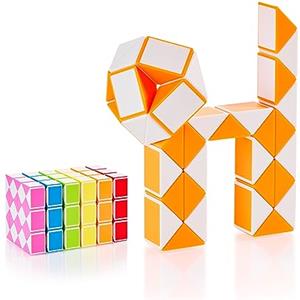 CUBIDI® Mini Serpenti Magici Puzzle - Gadget Regalo di Compleanno bambini, Regalini Festa Bambini - Serpente Giocattolo, Gioco Rompicapo Bambini e Adulti, Magic Snake - 36 Blocchi (Arancione)