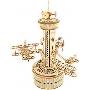 ROKR Puzzle 3D in Legno Kit di Modellini da Costruire per Adulti Bambini-Airplane Music Box Kit