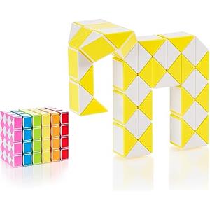 CUBIDI® Mini Serpenti Magici Puzzle - Gadget Regalo di Compleanno bambini, Regalini Festa Bambini - Serpente Giocattolo, Gioco Rompicapo Bambini e Adulti, Magic Snake - 48 Blocchi (Giallo)