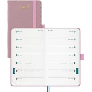 BEZEND Agenda 2026 2027 Settimanale Tascabile A6 15,5 x 9 cm, 18 Mesi Diario Scuola Piccola con Doppio Orario da Lug.26 a Dic.27, Copertina Rigida in Pelle PU - Rosa