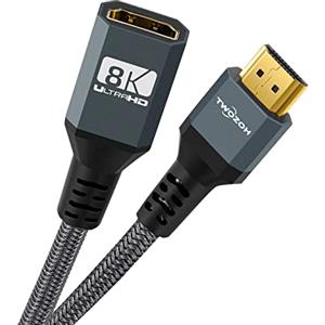 Twozoh HDMI Extension Cable 8K 4K, Nylon Braided 2.1 Male to Female @60Hz @120Hz 48gbps (0,3M)