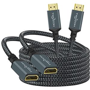 Twozoh Cavo di prolunga HDMI da 1,5 m, confezione da 2 pezzi, 4K HDMI da maschio a femmina, cavo adattatore HDMI 2.0 intrecciato in nylon, supporto 4K a 60 Hz, 3D HDR