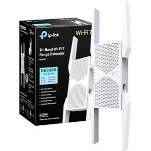 TP-Link WiFi 7 RE655BE Ripetitore WiFi Tri-band BE9300Mbps, Porta 2.5G Ethernet, Ripetitore WiFi Potente per Casa, Compatibile con Tutti i Box Internet, 4 Antenne Esterne, Banda 6GHz, MLO