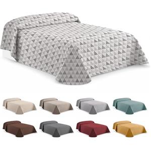 EasyCosy - Copriletto Trapuntato Reversibile Bouti FLORAL, Copriletti 150-240x270cm. Bianco/Azzurro.