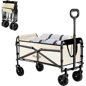 MAGIC SELECT Carrello da Spiaggia Pieghevole per Campeggio, Picnic. Carrello da giardino. Carrello di trasporto con borsa e maniglia regolabile. Carriola (57x39cm, 85L)