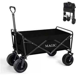 MAGIC SELECT Carrello da Spiaggia Pieghevole per Campeggio, Picnic. Carrello da giardino. Carrello di trasporto con borsa e maniglia regolabile. Carriola con freni.