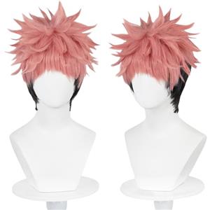 Sniivoo, parrucca corta rosa e nera anime per uomini