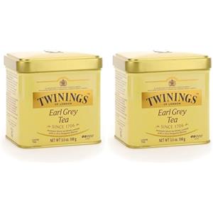 Twinings, Earl Grey Tea Sfuso, Miscela di Tè Neri Selezionati con Aroma al Bergamotto, Gusto Morbido e Bilanciato, Infusi e Tisane, 1 Confezione in Latta da 100 g (Confezione da 2)