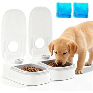 PORFOYO Distributore automatico di cibo, 350 ml*2 mangiatoie automatiche, 2 pasti, mangiatoia automatica per gatti, cibo secco e umido, timer di 48 ore, mangiatoia automatica per gatti e cani