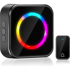 Pohicoo Campanello Senza Fili da Esterno Impermeabile, Lunga Distanza di 400 Metri | Citofono Wireless Doorbell Set con 63 Suonerie, Luci LED Colorate, 4 Volumi Selezionabili, 1 Ricevitori + 1 Trasmettitore