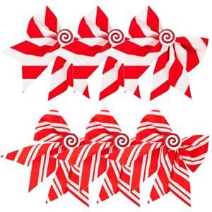 SHINEOFI 6pezzi Fiocchi per Cassetta Postale di Natale Fiocchi Regalo Grandi Decorazioni per Albero di Natale Rossi per Ghirlanda Strisce Rosse e Bianche per Decorazioni Natalizie