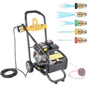Etrhdfyts Idropulitrice a Scoppio 4 Tempi 7,5 CV Portatile 200 Bar Idropulitrice Professionale Portata 540 L/h con 5 ugelli Pompa Autoadescante con 10M Tubo Pistola Idropulitrice ad Alta Pressione