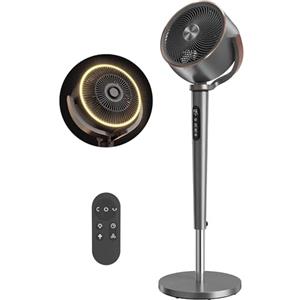 HOMCOM Ventilatore a Piantana Silenzioso 20dB, Ventilatore Camera da Letto, Oscillazione 70°+90°, Funzione Aromaterapia, Ionizzatrice, Motore DC, Telecomando, 12 Velocità, Timer12H, Altezza Regolabile