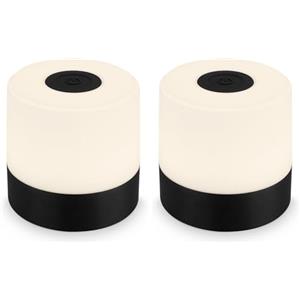 Briloner - Mini lampada da tavolo senza fili, ricaricabile, a batteria, lampada da scrivania dimmerabile, abat jour, USB-C, lampada comodino senza fili, 2W 150lm 2.700K, 7x7 cm, Bianco Caldo, nero