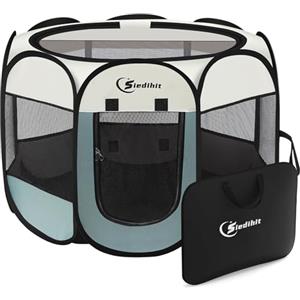 Siedihit Box per cani di piccola taglia, per interni ed esterni, viaggi, campeggio, pieghevole, con custodia per il trasporto, parte superiore rimovibile, tenda per animali domestici, cani, gatti, conigli