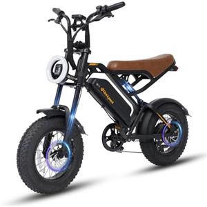 Bodywel M16 Bici Elettrica Uomo, 16x4.0 Zoll Fat Mountain Bike Elettrica, Batteria 48V 13Ah, Motore 250W, Autonomia 80km (PAS), Display LED da 4.0", Freni a Doppio Disco (Nero)