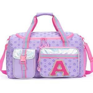 HTgroce Borsone Palestra Bambina Iniziale A Personalizzato - Borsa Piscina con Scomparto Scarpe - Borsa da Viaggio Ragazza per Danza, Nuoto e Sport - Duffel Bag