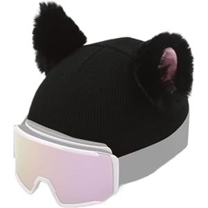 Generic Copertura per casco da sci - flanella di seta di latte | copricapo peluche copertura casco con orecchie di gatto sovrapposizione morbida decorazione protettiva | divertente stile caldo per