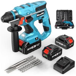 Seesii 4-in-1 Tassellatore a Batteria: 2*4,0Ah Batteria, 2,1J, Motore Senza Spazzole, SDS-plus, Sicurezza Anti-Torsione, Trapano a Percussione ella ristrutturazione della casa e nei progetti fai da te