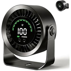 DDKJ Ventilatore da Tavolo Silenzioso, Ventilatore Scrivania Utilizzabile Durante la Ricarica, Regolazione Continua 1-100 con Display LED, Batteria 4000mAh, Autonomia 17 Ore per Ufficio e Smart Working