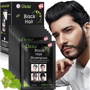 LUJAJIAO 10 flaconi di shampoo colorante nero istantaneo, shampoo colorante nero per barba da uomo, adatto sia per uomini che per donne, contiene estratti vegetali (Natural Black)