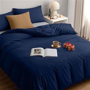 Utopia Bedding Copripiumino Una Piazza e Mezza - Microfibra Copripiumino 200x200cm + Federe 50x75cm - Blu Navy