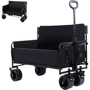 MAGIC SELECT Carrello da Spiaggia Pieghevole per Campeggio, Picnic. Carrello da giardino Trasformabile in Sedile con Ruote. Carrello di Trasporto con Borsa e Maniglia Regolabile. Carriola (93x45cm, 150L)