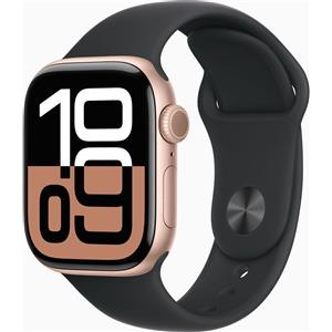 Apple Watch Series 10 Alluminio 42 mm (2024) | GPS | rosé dorato | Cinturino Sport S/M | nero