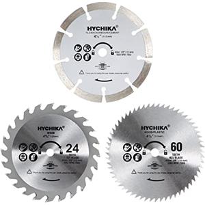 HYCHIKA BETTER TOOLS FOR BETTER LIFE HYCHIKA Lame Per Sega Circolare 115mm, Mini Sega Circolare 3 lame (24T TCT, 60T HSS, 9T) Per Tagliare Legno, Metallo Morbido, Piastrelle