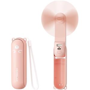Morelax Mini Ventilatore Portatile, Ventilatore USB 3 in 1, Batteria Ricaricabile Velocità del Vento Pieghevole e Regolabile, Ventilatore Silenzioso Power Bank Torcia, Esterni,Viaggi,Ufficio (Rosa)