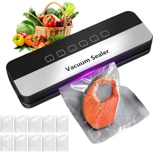 PORFOYO Macchina Sottovuoto per Alimenti: Automatica Sigillatore Sottovuoto Macchina, Macchinas Sottovuotos Professionale per Alimenti Freschi Sia Secchi Che Umidi, Con 10 Sachetti Sottovuoto