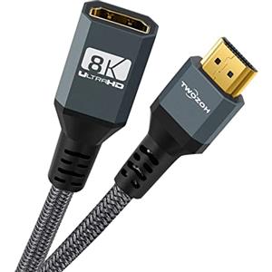Twozoh Cavo di prolunga HDMI 8K, cavo HDMI 2.1 maschio a femmina, cavo di estensione HDMI in nylon intrecciato supporta 8K@60Hz, 4K@120Hz, 48Gbps (1,5M)