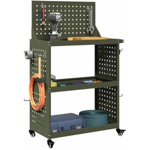 vidaXL Carrello per Attrezzi con ruota Verde oliva 65 x 35 x 111 cm, Carrello Porta Attrezzi, Mobile, Ruote Bloccabili, Organizer Garage, Armadietto Rettangolare, Toolbox Portatile