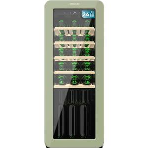 Cecotec Cantinetta 24 Bottiglie Retrò Bolero Grandsommelier Origin 24 Hit Green. Finitura Verde Controllo Led, Temp. 5-20ºC, NoFrost, Ripiani In Legno, Luce Interna, Ventilazione