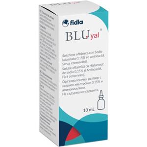 Fidia Bluyal A Free - Soluzione Oftalmica Isotonica Sterile con Acido Ialuronico e Aminoacidi, 10 ml
