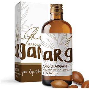 Essenze.me Puro, Elegante Benessere ESSENZE OLIO DI ARGAN Puro al 100% Naturale del Marocco 100ml Ricco di Vitamina E ed Antiossidanti, per Capelli, Viso, Pelle, Corpo, Mani. Controllato e Confezionato in ITALIA.