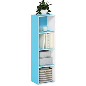 Furinno Pasir Libreria a 4 ripiani aperti, azzurro/bianco