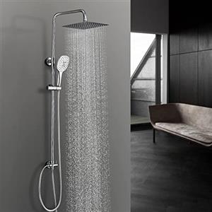 Görbach Colonna Doccia Acciaio Inox Senza Miscelatore Colonna Doccia Idromassaggio Senza Rubinetto Saliscendi Doccia Regolabile Set Doccia a Pioggia Con Soffione e Doccetta a Mano 20 * 20.