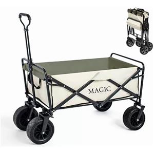 MAGIC SELECT Carrello da Spiaggia Pieghevole per Campeggio, Picnic. Carrello da giardino. Carrello di trasporto con borsa e maniglia regolabile. Carriola con freni.(senza tavolo)