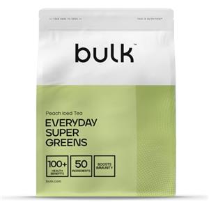 Bulk Everyday Super Greens Polvere | Tè alla Pesca | 30 Porzioni | Con 50 Vitamine, Minerali & Superfood | Ricco di Vitamina C, D & B12 | Supporta Immunità & Benessere