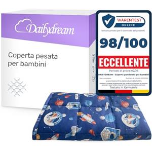 Dailydream Coperta con Peso per Bambini | 104x150 | 3,2 kg | Motivo Space | in 100% Cotone | con Riempimento di Perle di Vetro | Coperta Pesante per Dormire | Coperta Ponderata | Coperta Terapeutica |