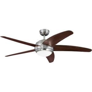 Westinghouse Lighting Ventilatore da soffitto Bendan 72557 132 cm con luce singola e cinque pale, finitura cromata satinata con vetro opalino satinato [classe energetica G]
