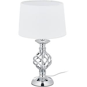 Relaxdays Abat Jour Touch Moderna, Dimmerabile su 3 Livelli di Luce, E14, Lampada da Tavolo per Salotto, Argento/Bianco