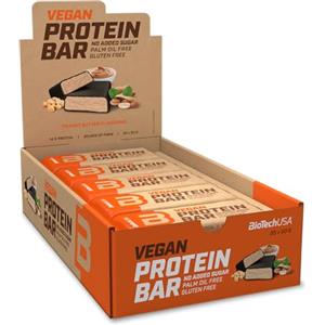 BioTechUSA Vegan Protein Bar, barretta proteica senza glutine e lattosio, con fonti proteiche di origine vegetale, ricoperta da delizioso cioccolato, senza zuccheri aggiunti, 20*50 g, Burro d'arachidi