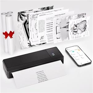 vretti P83 Stampante Portatile A4, Stampante Termica Portatile A4 per Viaggio, Connessione Bluetooth per Smartphone, Compatibile con Android/iOS, Nero