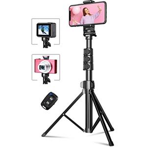 CIRYCASE 142cm/55.9" Treppiede Smartphone, Estensibile All-In-1 Bastone Selfie con Telecomando Bluetooth, Monopiede Fotocamera Compatibile con iPhone/Samsung, Perfetto per Registrazioni Video e Selfie