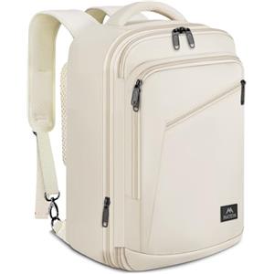 MATEIN Zaino 40x20x25 per Ryanair, Bagaglio a Mano Aereo Espandibile Zaino da Viaggio per Donna Uomo, Leggero 20L Borsa da Cabina Multitasche Zaini Casual per Scuola Lavoro Trekking, Beige