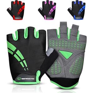 WESTWOOD FOX Guanti da ciclismo per uomo e donna, guanti unisex con imbottitura in gel antiscivolo, traspiranti, con palmo per assorbire gli urti, guanti estivi da ciclismo e mountain bike (Verde, XL)