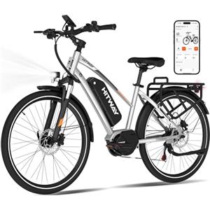 HITWAY Bici Elettrica 27,5" con Motore Centrale 250W, Batteria 36V 13Ah, Autonomia 120-150km, Freni Idraulici, Cambio 7 Marce - E-Bike da Trekking e Città per Adulti Uomo/Donna
